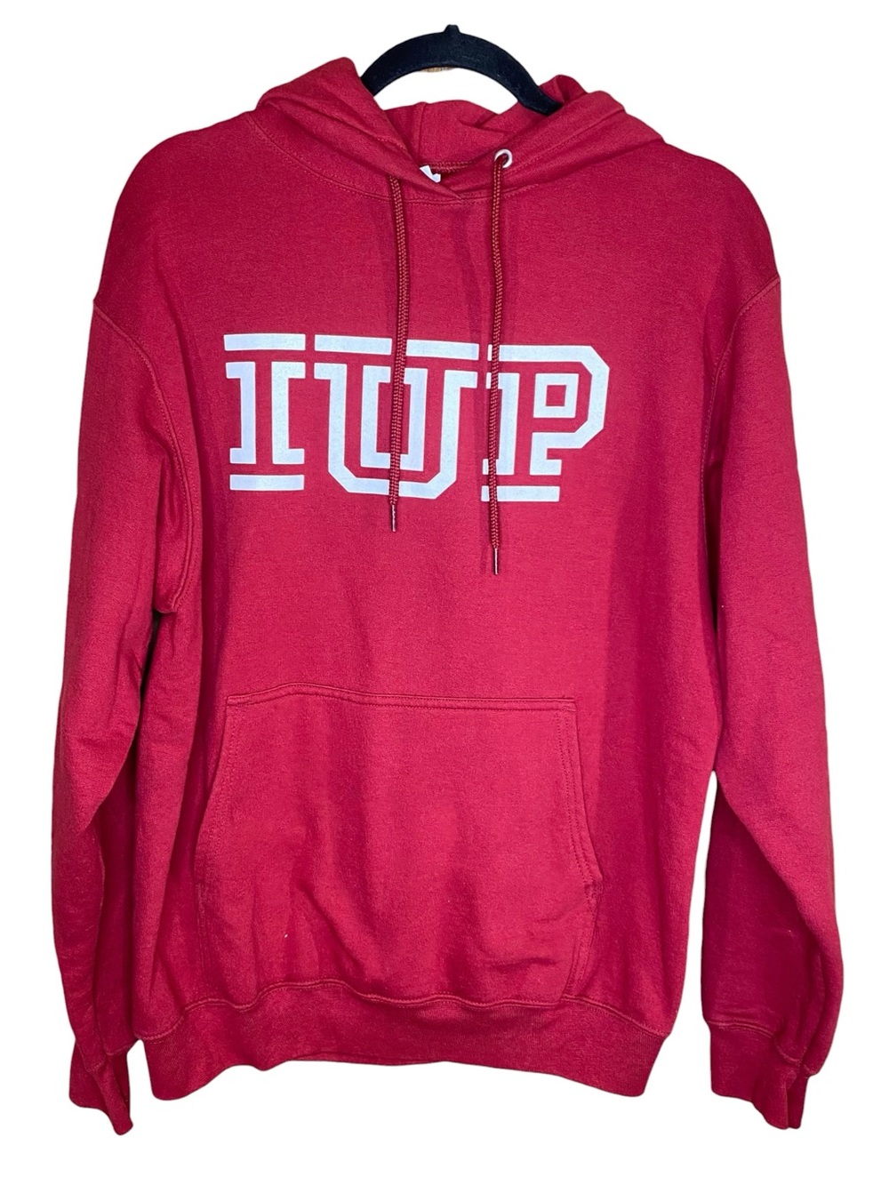 IUP College Hoodie Burgundy White Drawstring Hood Kangaroo Pocket NWOT SZ M